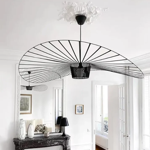 Elora Hat Style LED Pendant Lamp In Black Gold With Warm Glow