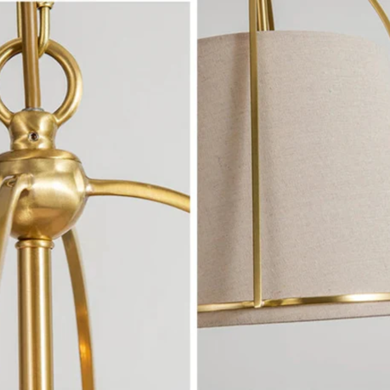 Nexa Contemporary Fabric Pendant Light With Brass Frame