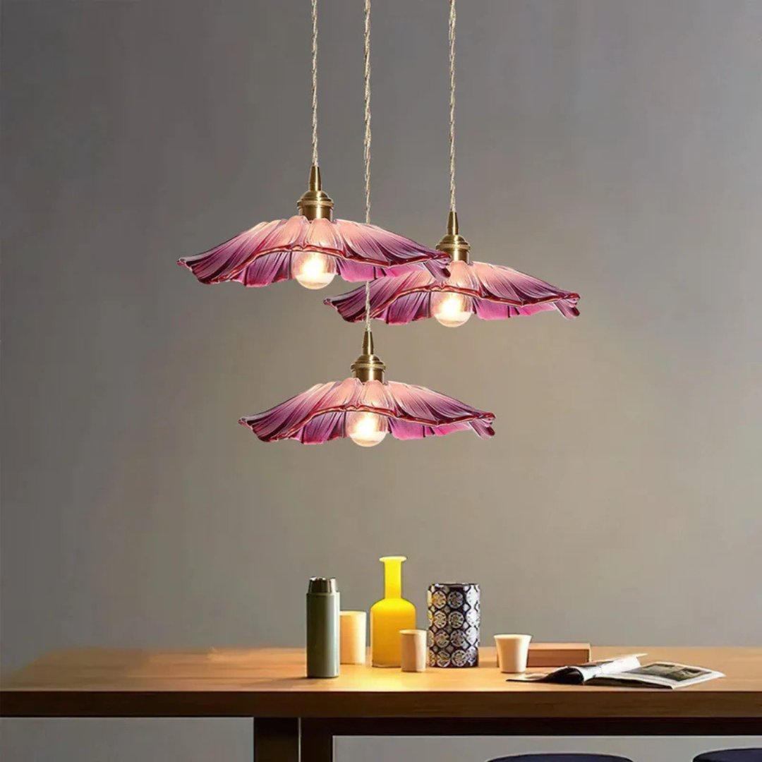 Virella Retro Lotus Glass Pendant Light for Dining Room