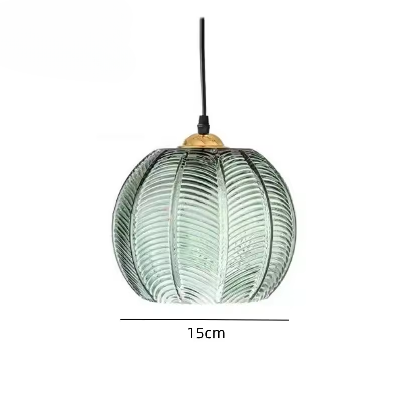 Liora Nordic Glass Pendant Light With Green Leaves
