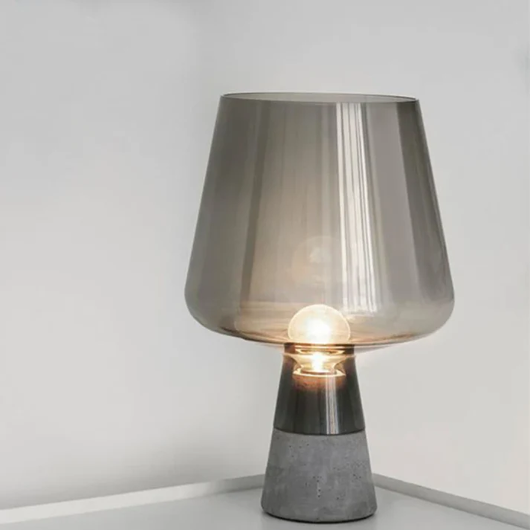Auralis Stone Base Industrial Table Lamp With Warm Glow