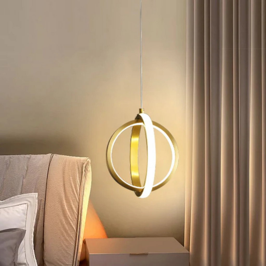 Solara Luxe Gold Geometric LED Hanging Pendant Light for Living Rooms