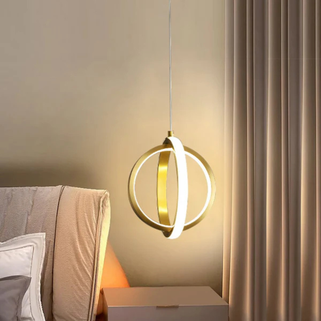 Solara Luxe Gold Geometric LED Hanging Pendant Light for Living Rooms