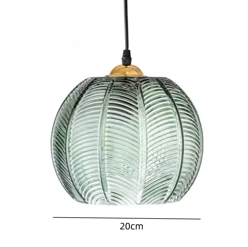 Liora Nordic Glass Pendant Light With Green Leaves