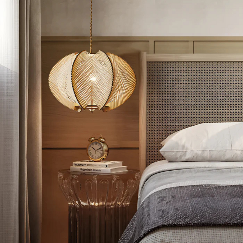 Solmere Wabi-Sabi Wood and Hemp Dining Pendant Light