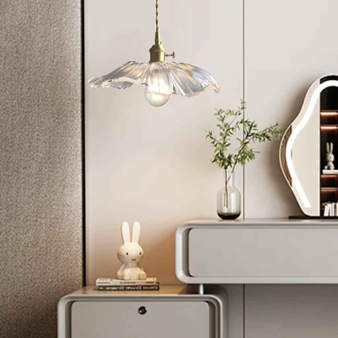Virella Retro Lotus Glass Pendant Light for Dining Room