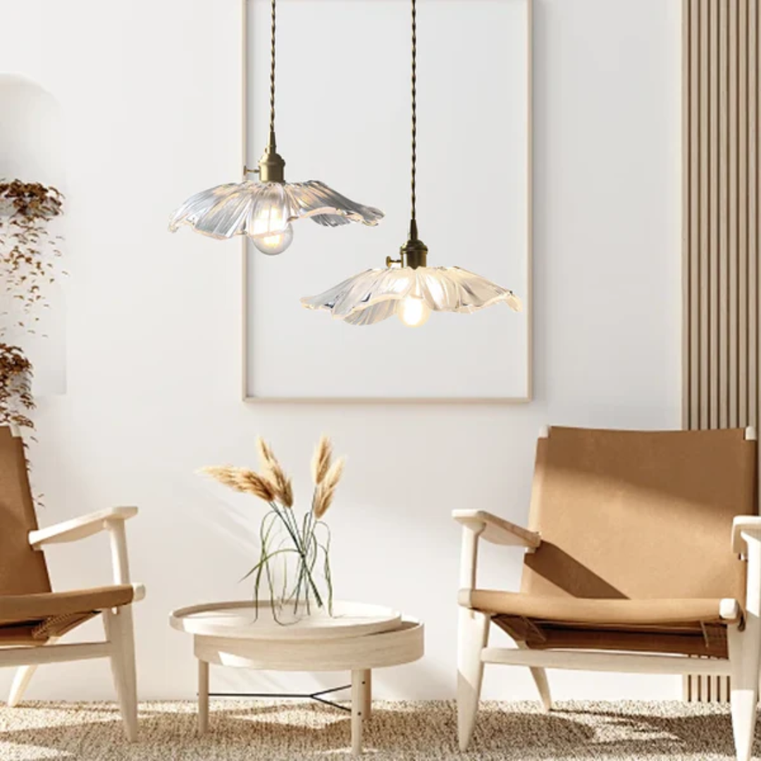 Virella Retro Lotus Glass Pendant Light for Dining Room
