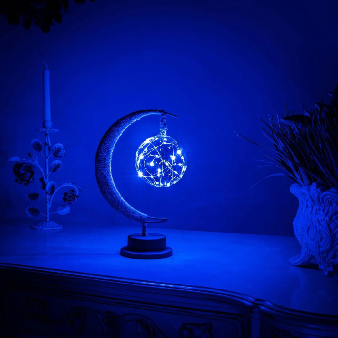 AstraLume Rope Moon Table Lamp With Warm Glow Night Light