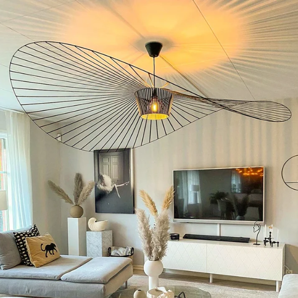 Elora Hat Style LED Pendant Lamp In Black Gold With Warm Glow