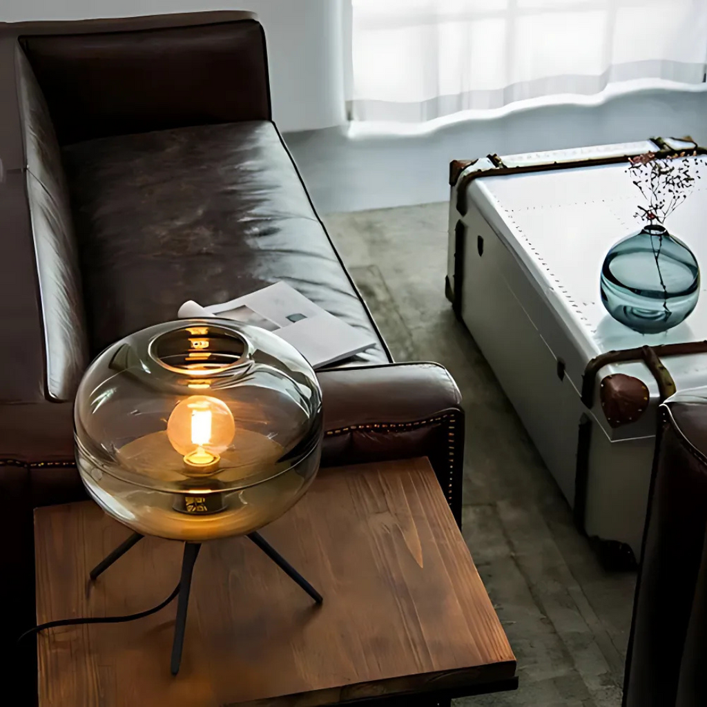 Havora Timeless Glass Shade Table Lamp with Metal Base