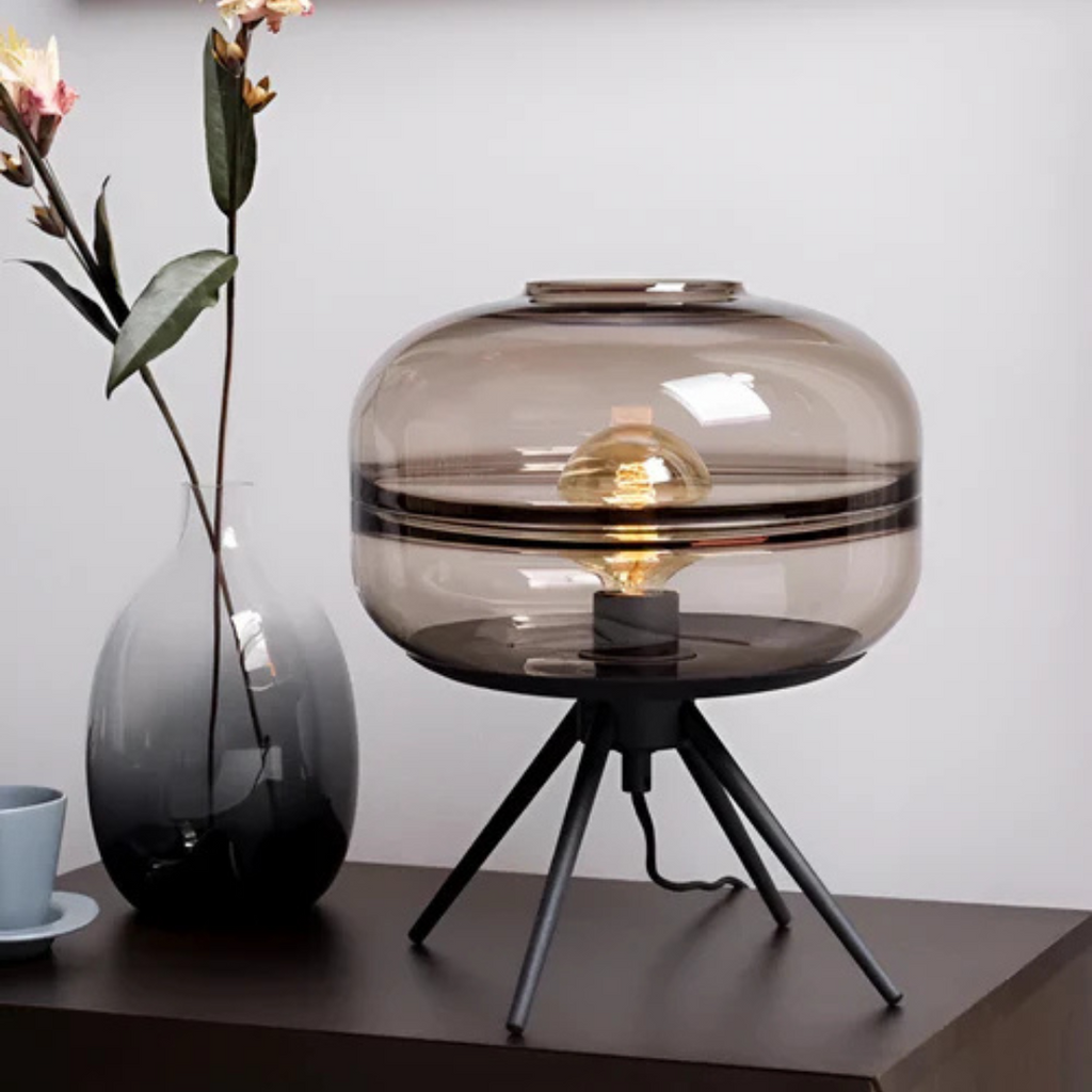 Havora Timeless Glass Shade Table Lamp with Metal Base