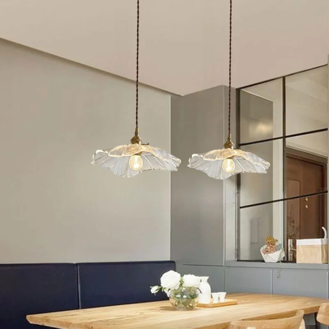Virella Retro Lotus Glass Pendant Light for Dining Room