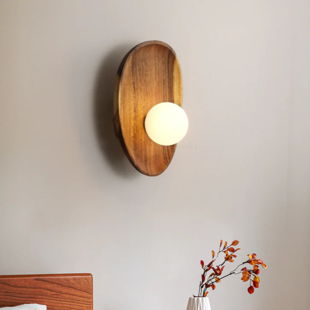Ardena Natural Wood LED Wall Lamp for Living Room Ambience