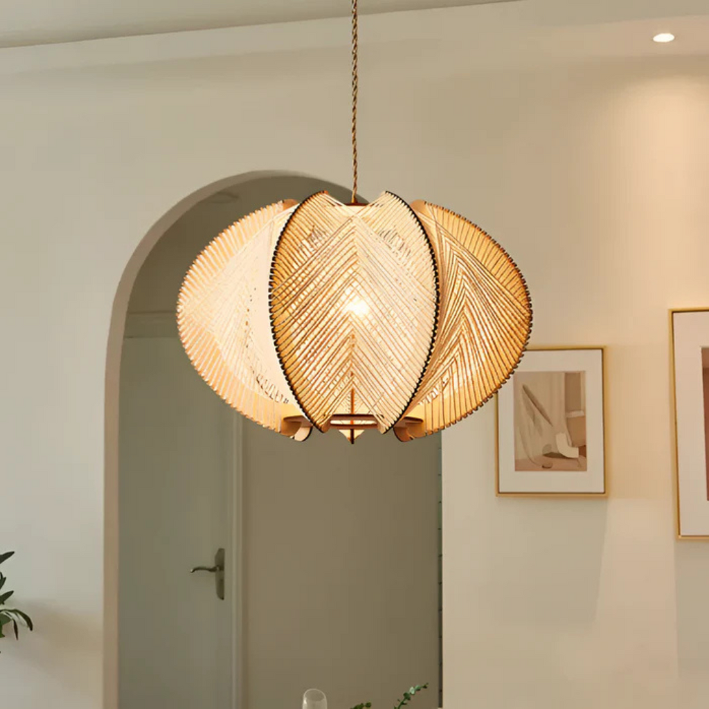 Solmere Wabi-Sabi Wood and Hemp Dining Pendant Light