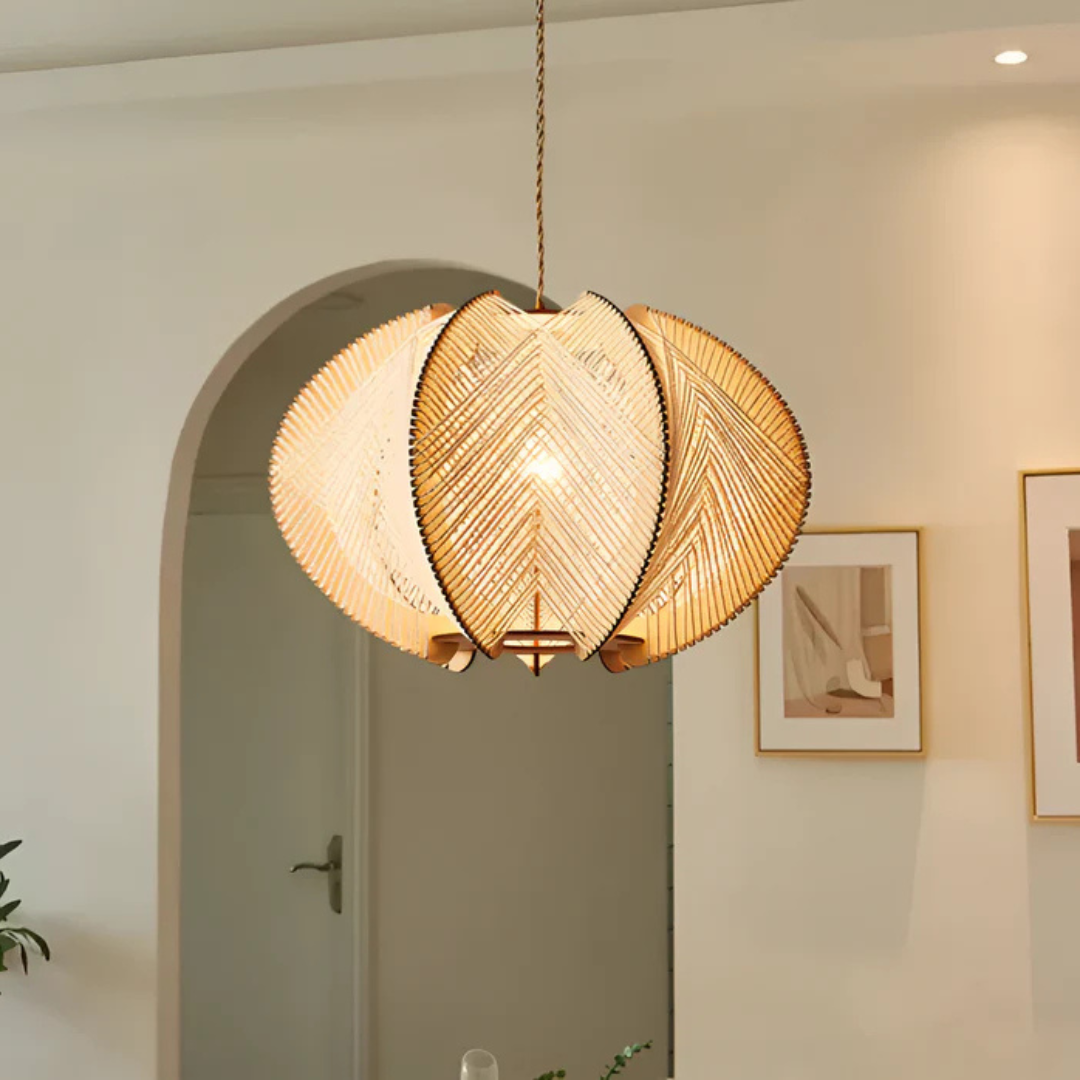 Solmere Wabi-Sabi Wood and Hemp Dining Pendant Light