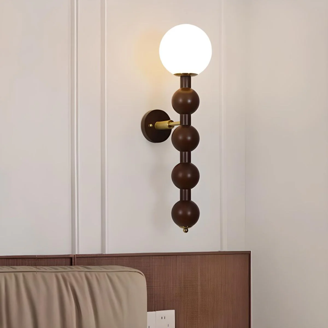 Lorven Vintage Wood And Metal Wall Lamp For Living Spaces