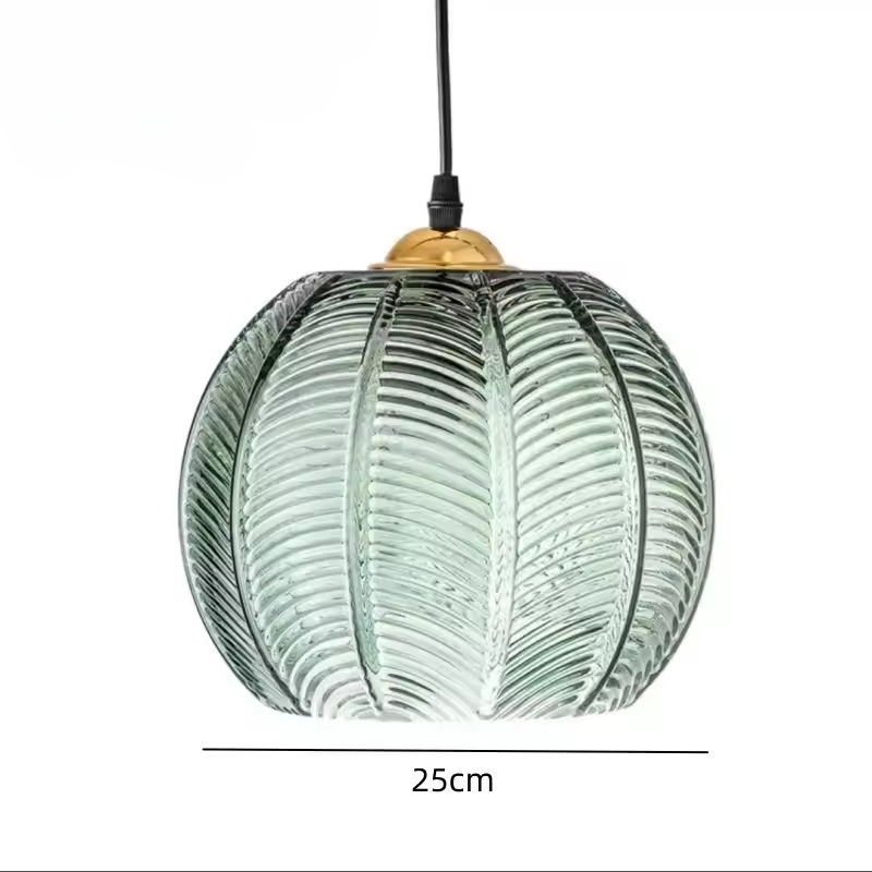 Liora Nordic Glass Pendant Light With Green Leaves
