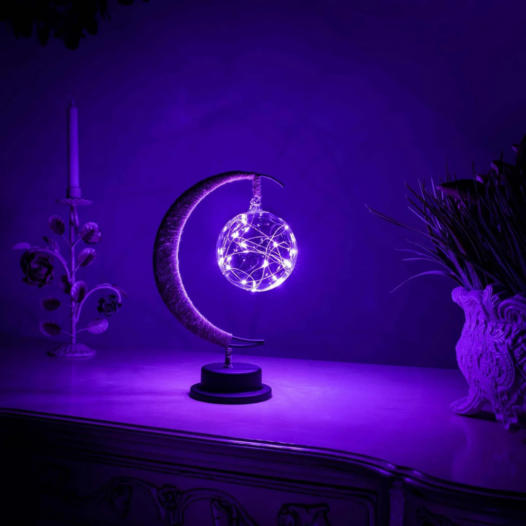 AstraLume Rope Moon Table Lamp With Warm Glow Night Light