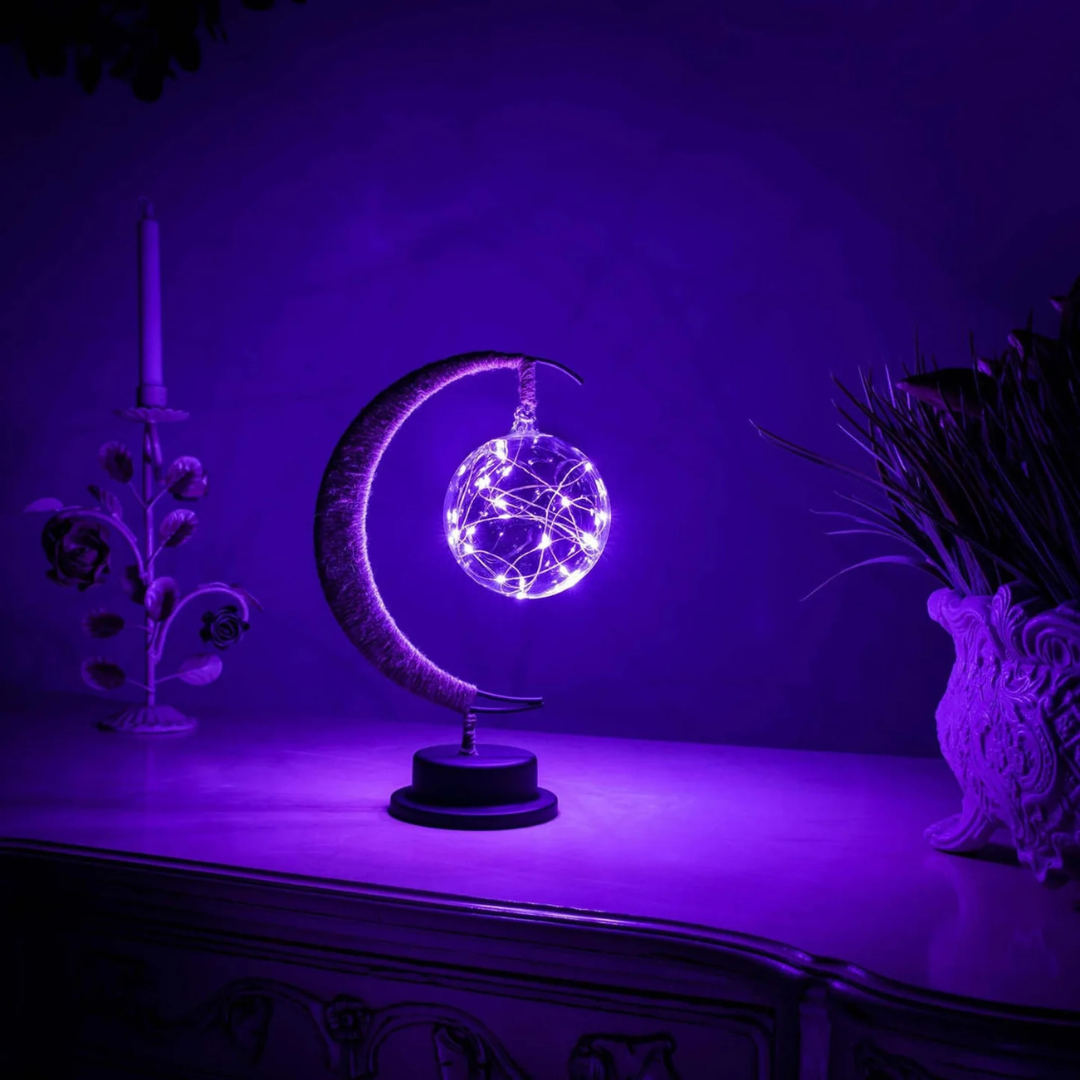 AstraLume Rope Moon Table Lamp With Warm Glow Night Light