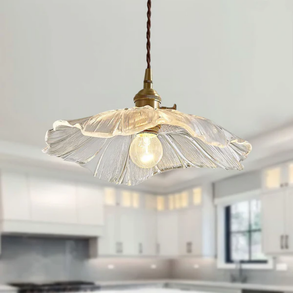 Virella Retro Lotus Glass Pendant Light for Dining Room