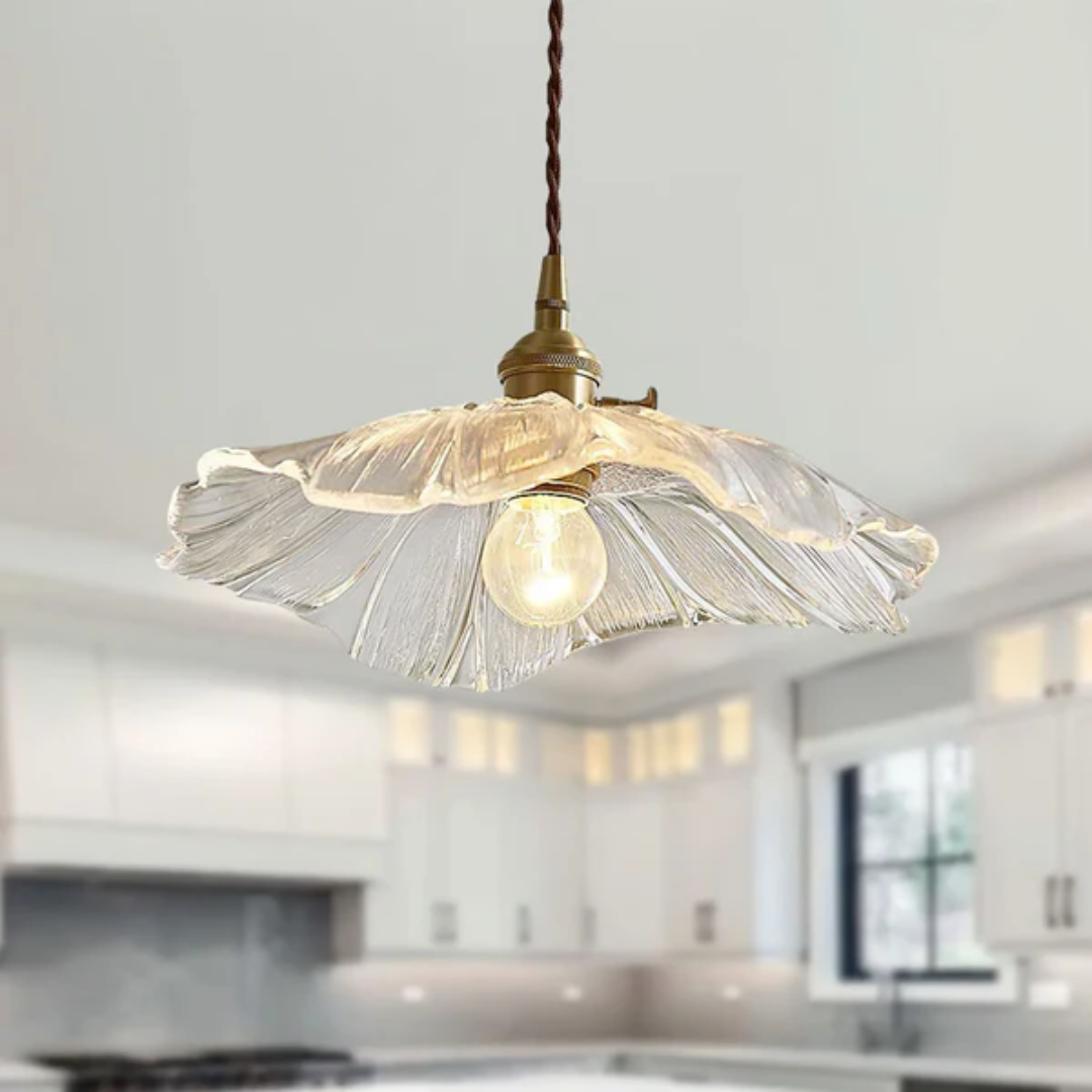 Virella Retro Lotus Glass Pendant Light for Dining Room