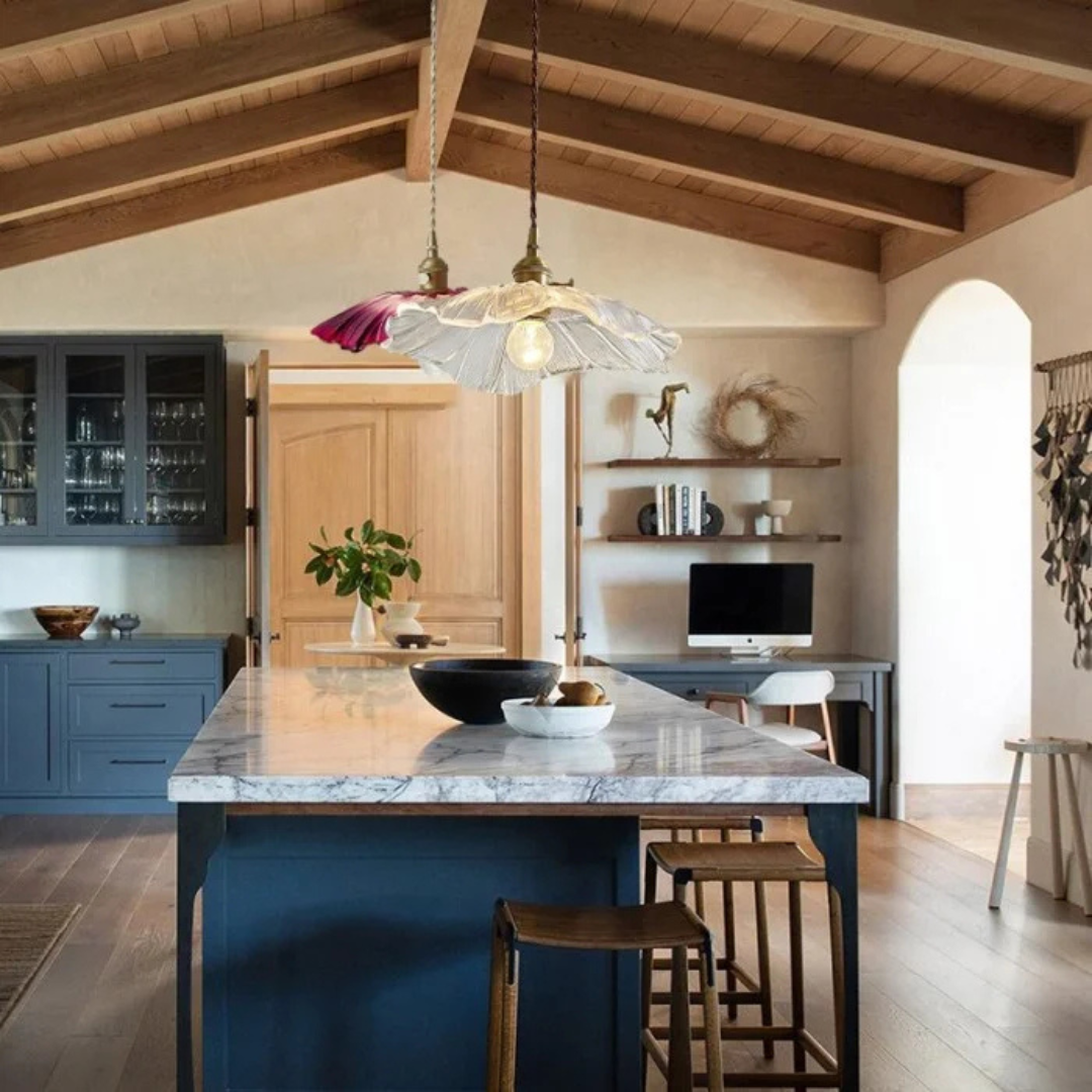 Virella Retro Lotus Glass Pendant Light for Dining Room