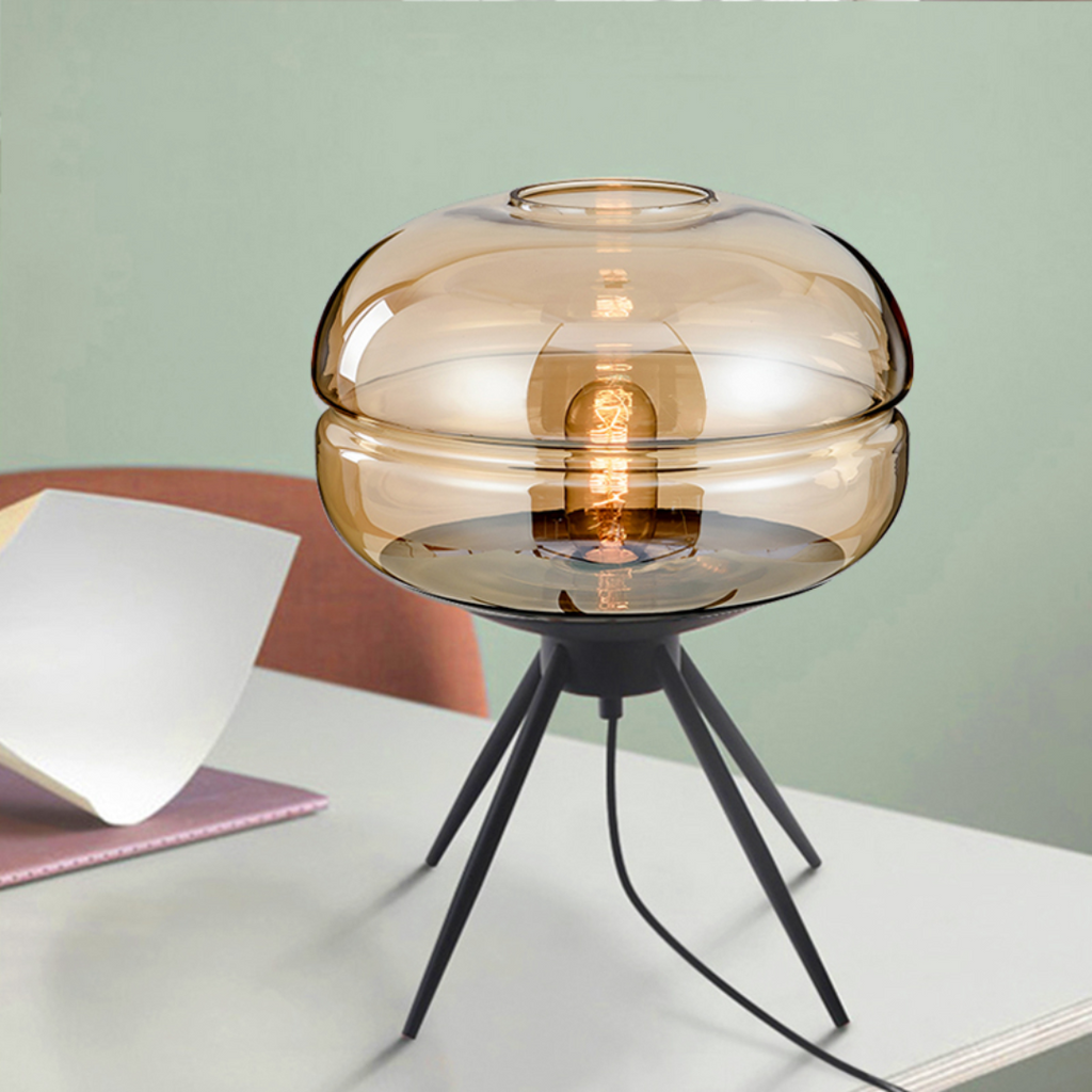 Havora Timeless Glass Shade Table Lamp with Metal Base