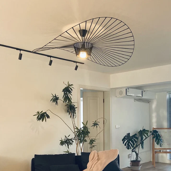 Elora Hat Style LED Pendant Lamp In Black Gold With Warm Glow