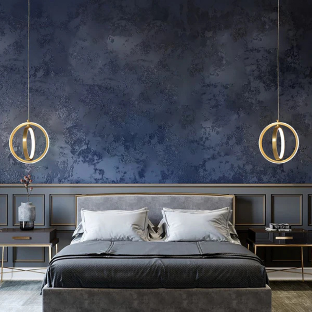 Solara Luxe Gold Geometric LED Hanging Pendant Light for Living Rooms