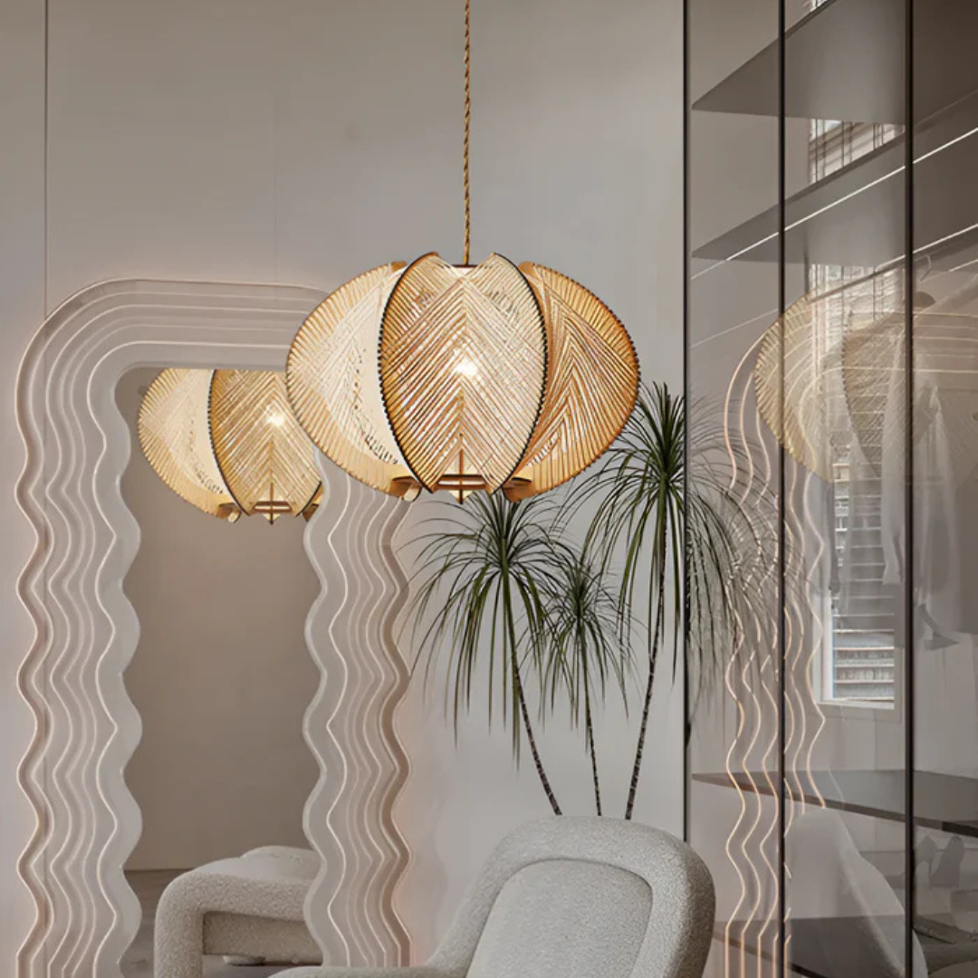 Solmere Wabi-Sabi Wood and Hemp Dining Pendant Light