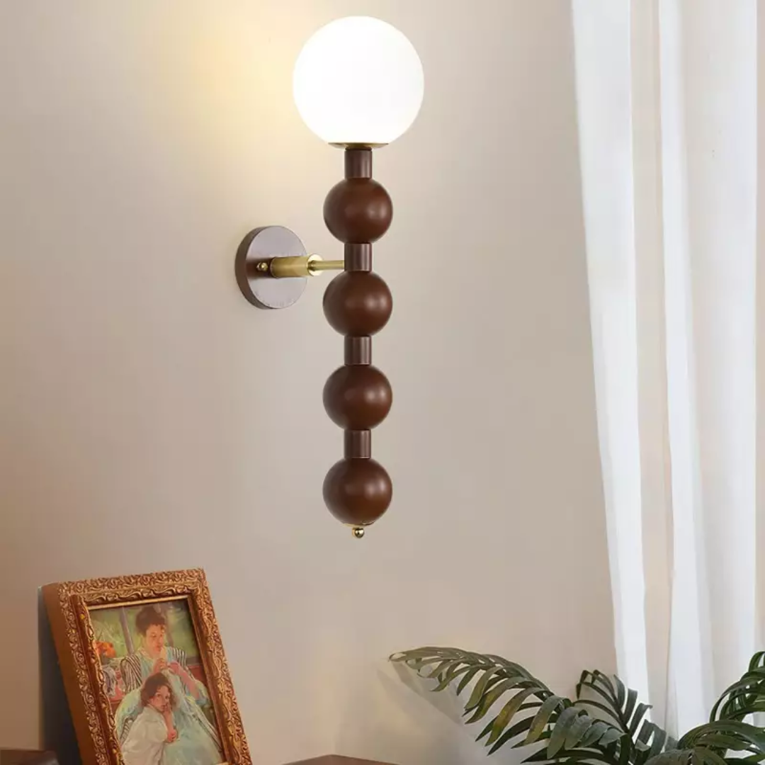 Lorven Vintage Wood And Metal Wall Lamp For Living Spaces