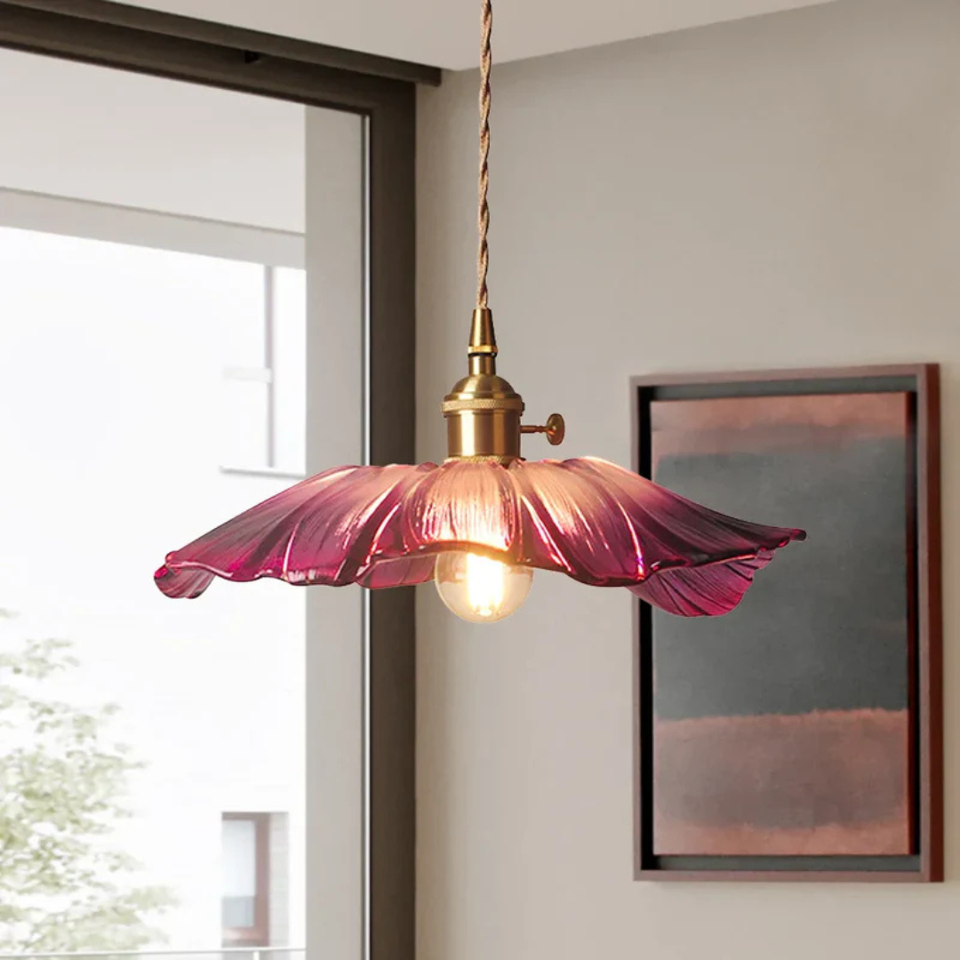 Virella Retro Lotus Glass Pendant Light for Dining Room