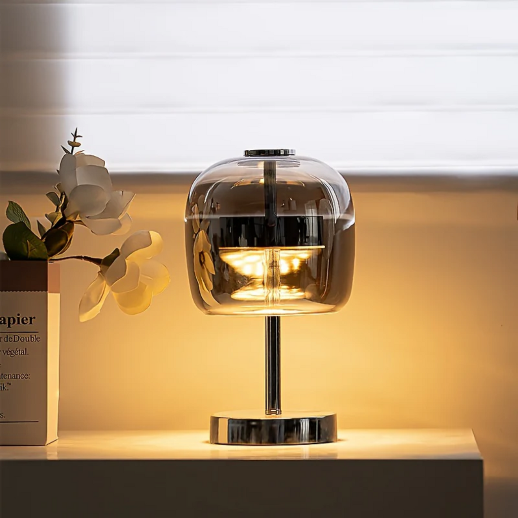Luminex Modern Dimmable LED Table Lamp With Glass Shade
