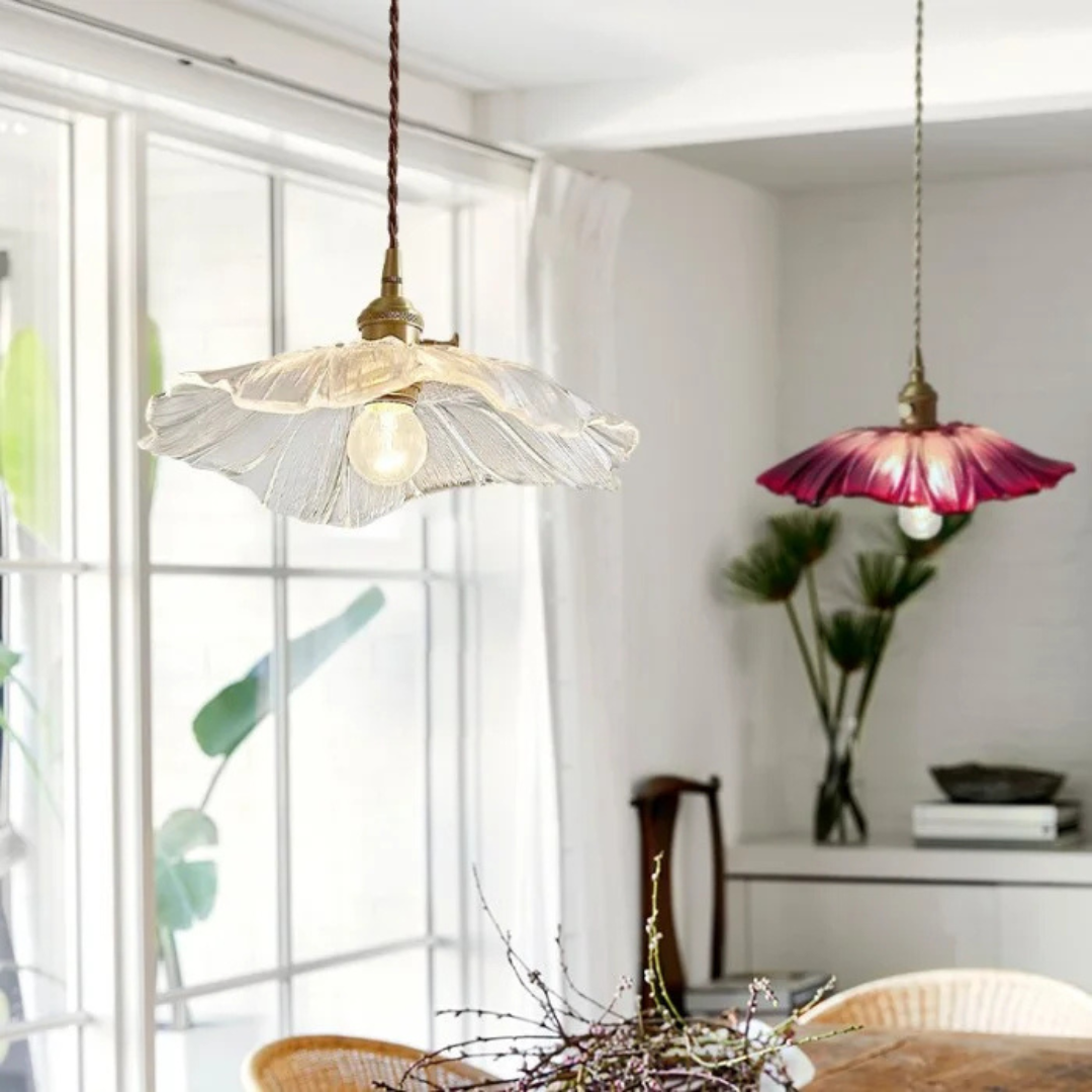 Virella Retro Lotus Glass Pendant Light for Dining Room