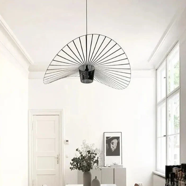 Elora Hat Style LED Pendant Lamp In Black Gold With Warm Glow