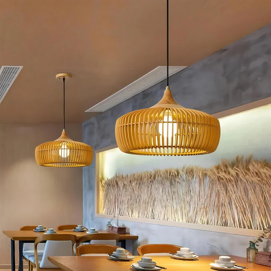 Novaelle Japandi Pendant Lamp With Warm Wall Lighting