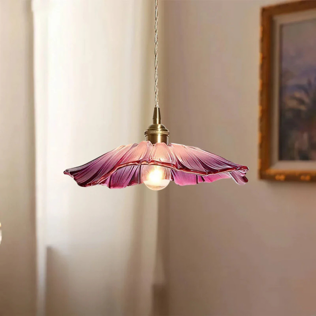 Virella Retro Lotus Glass Pendant Light for Dining Room