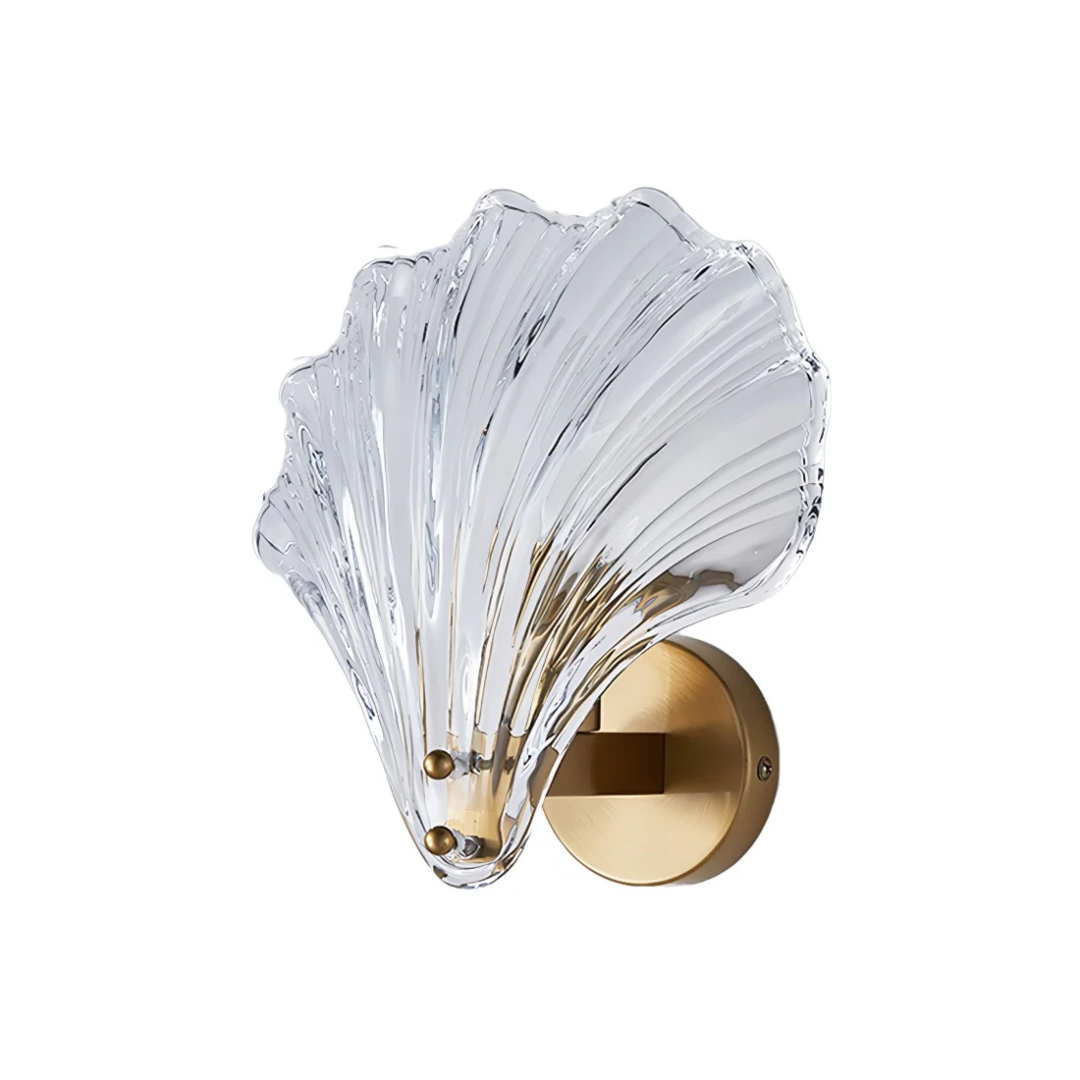 Lyraea Glass Shell Wall Lamp With Brass Finish For Bedroom