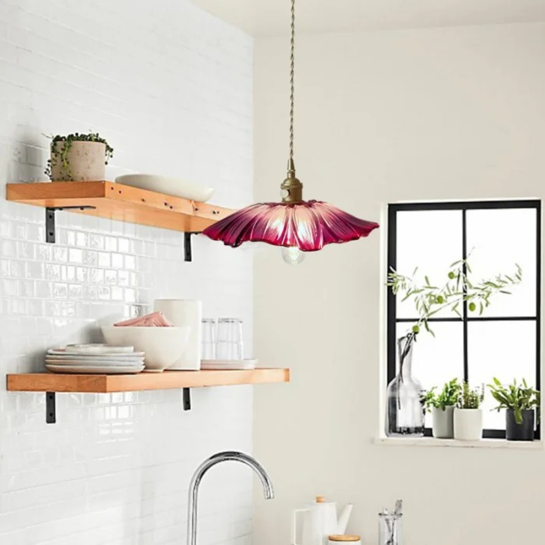 Virella Retro Lotus Glass Pendant Light for Dining Room