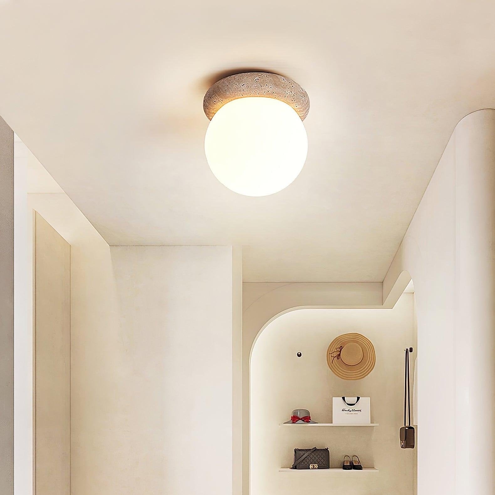 Corteza Travertine LED Ceiling Light for Small Rooms
