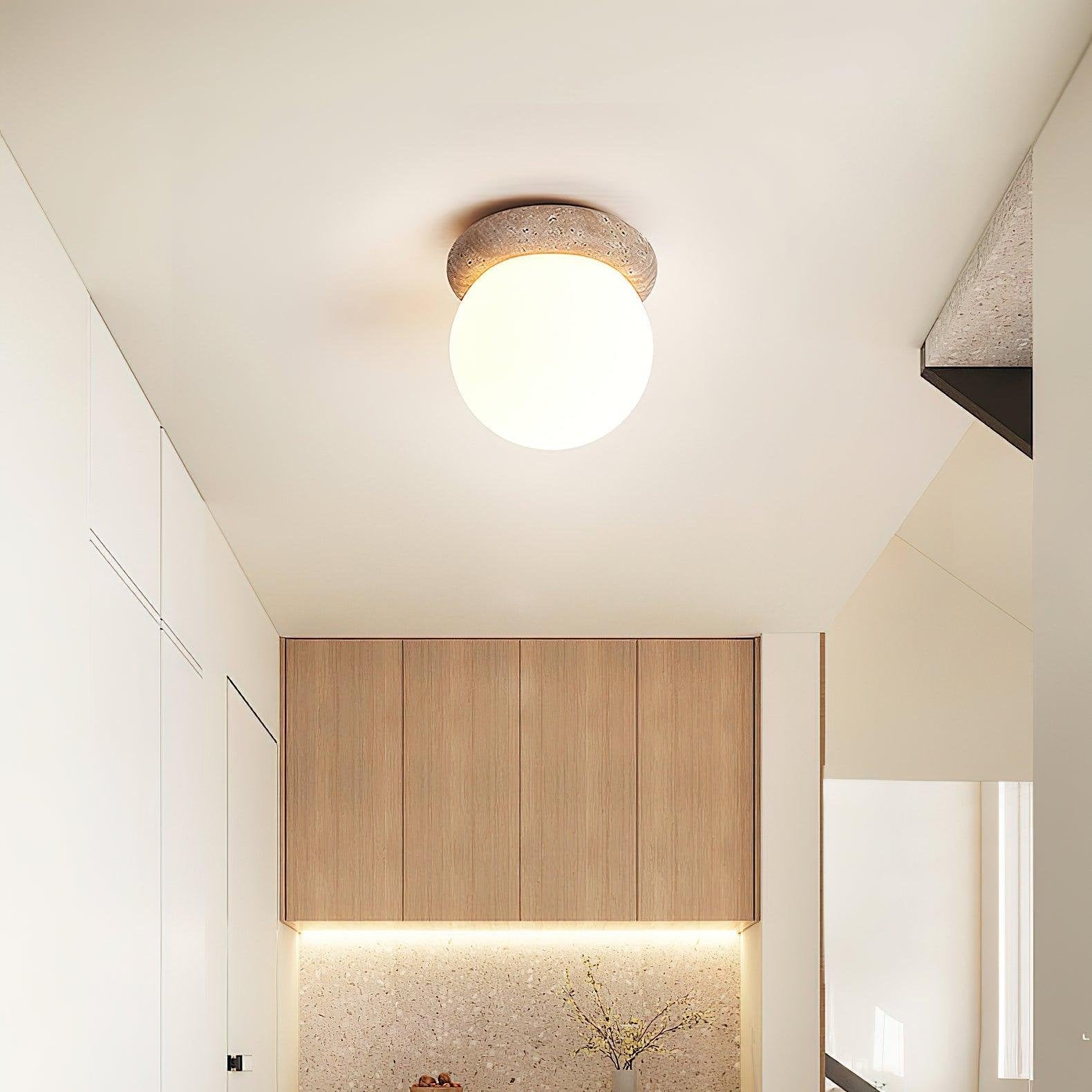 Corteza Travertine LED Ceiling Light for Small Rooms