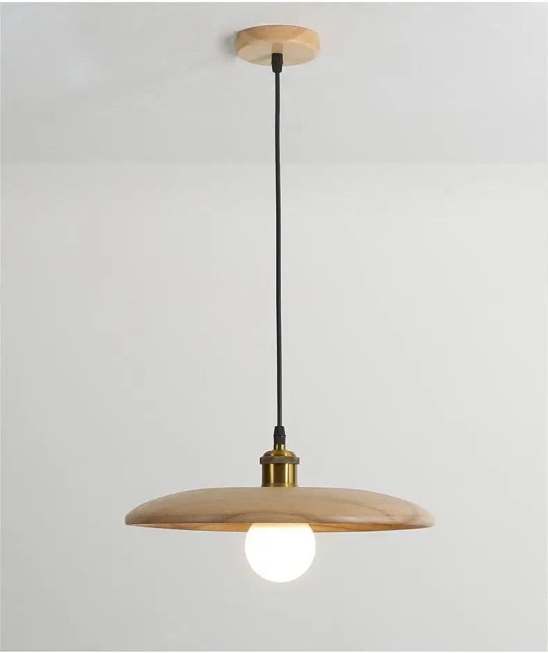 Kivara Nordic Wood Pendant Lamp With Art Glass LED Lighting