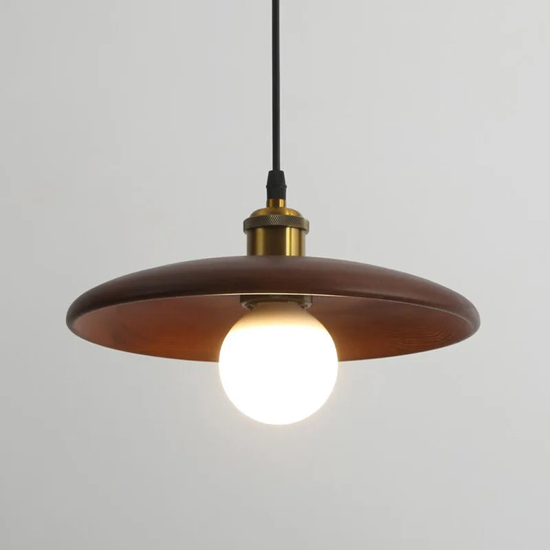 Kivara Nordic Wood Pendant Lamp With Art Glass LED Lighting