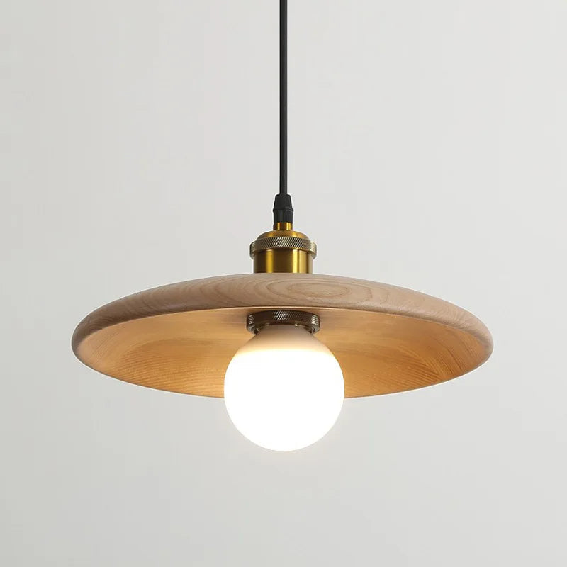 Kivara Nordic Wood Pendant Lamp With Art Glass LED Lighting