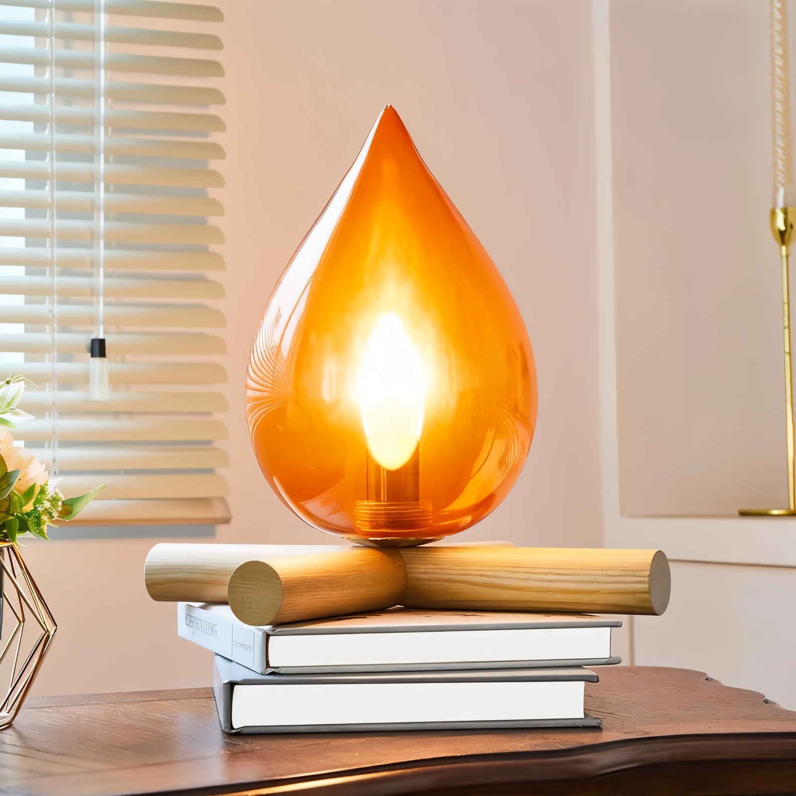 Sylara Ember Campfire Table Lamp With Realistic Flame Effect