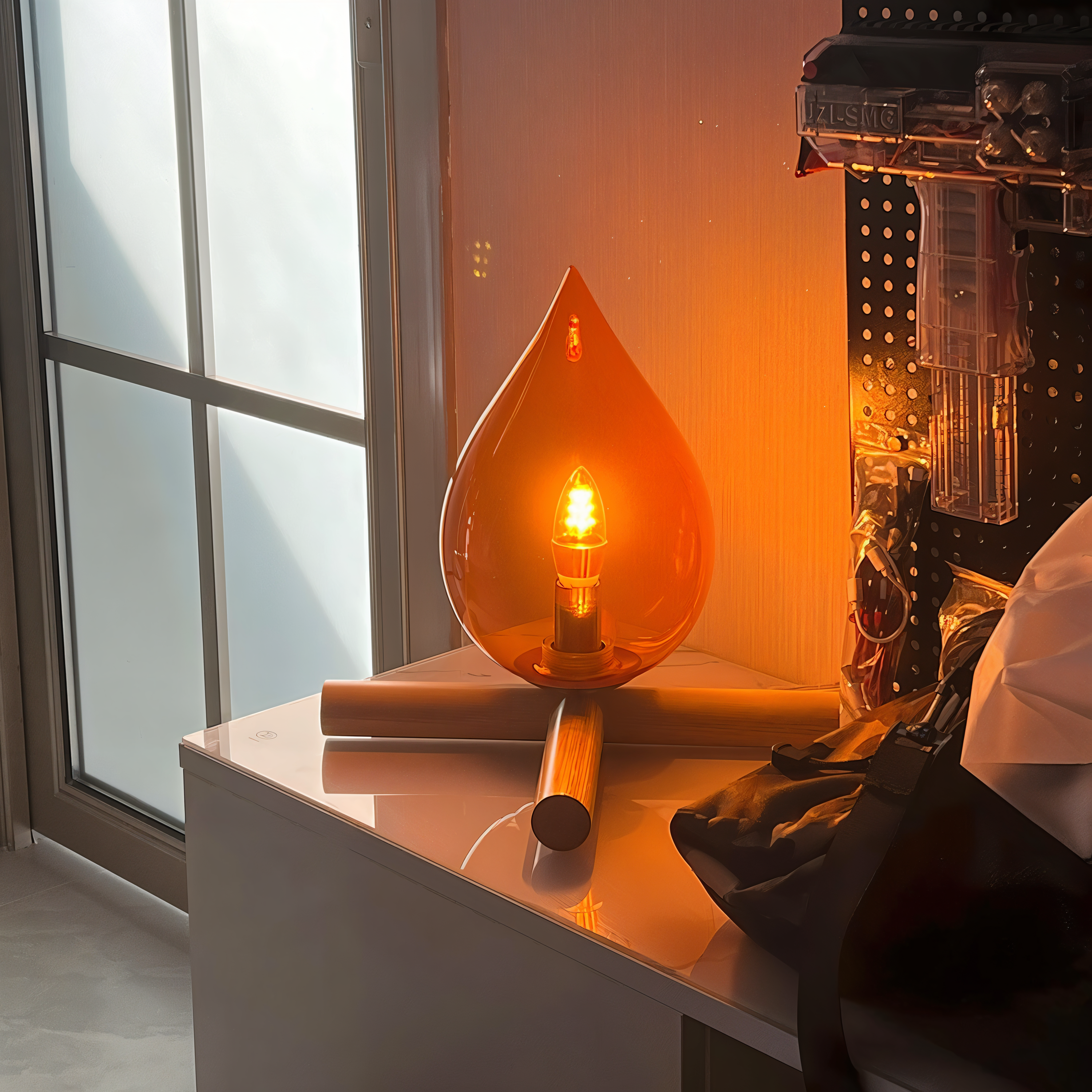 Sylara Ember Campfire Table Lamp With Realistic Flame Effect