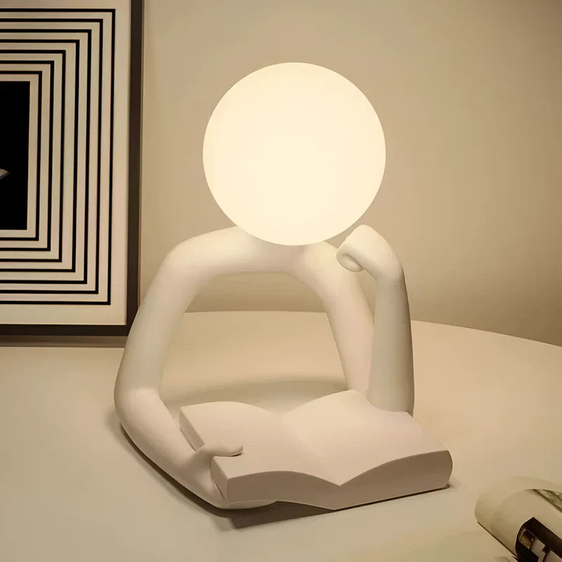 Lyra Sculptural Thinking Figure Reading Table Lamp for Books
