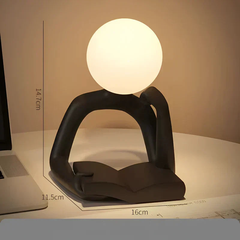 Lyra Sculptural Thinking Figure Reading Table Lamp for Books
