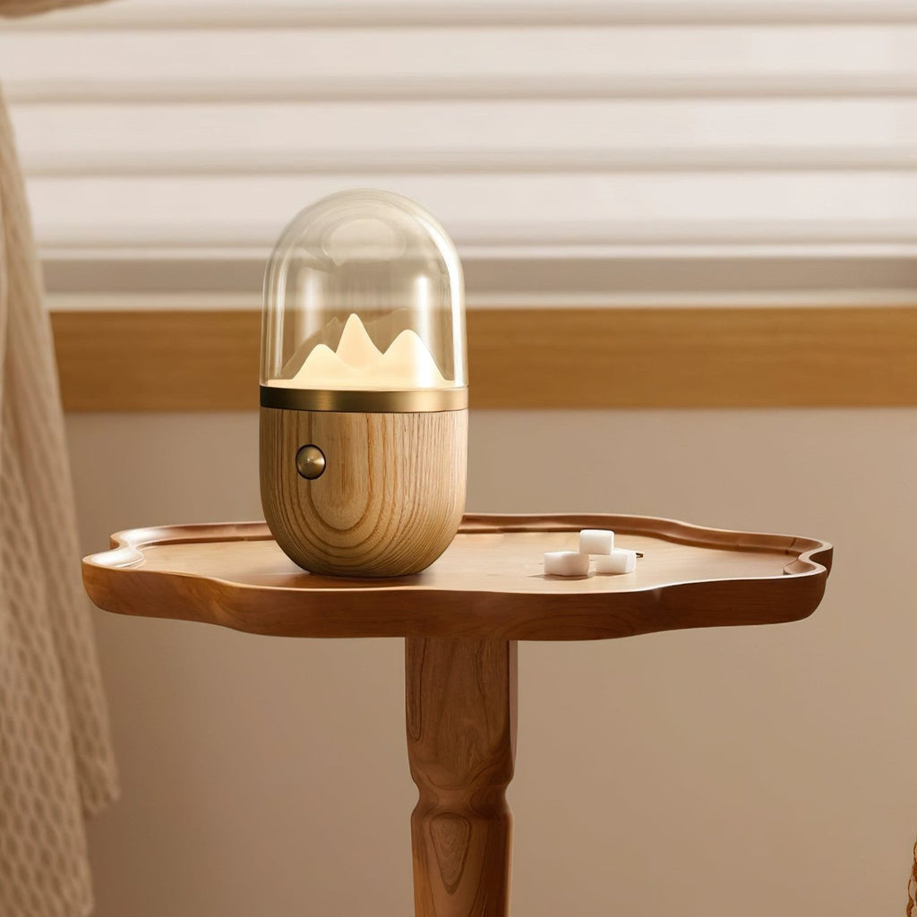 AlpineAura Summit Lamp Glass Dome Wood Base Table Lamp