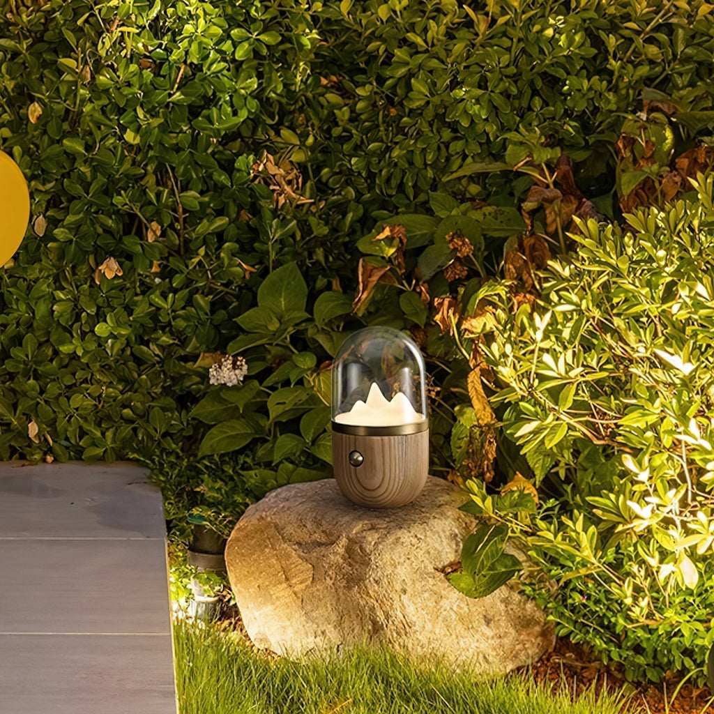 AlpineAura Summit Lamp Glass Dome Wood Base Table Lamp